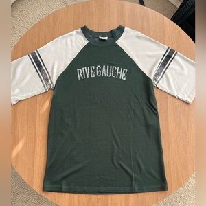 “Like New” Saint Laurent Rive Gauche Green and White Raglan T-Shirt